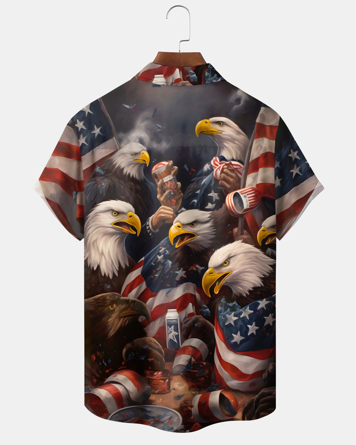 Alohadaddy® Vintage American Flag Eagle Short-Sleeve Shirt