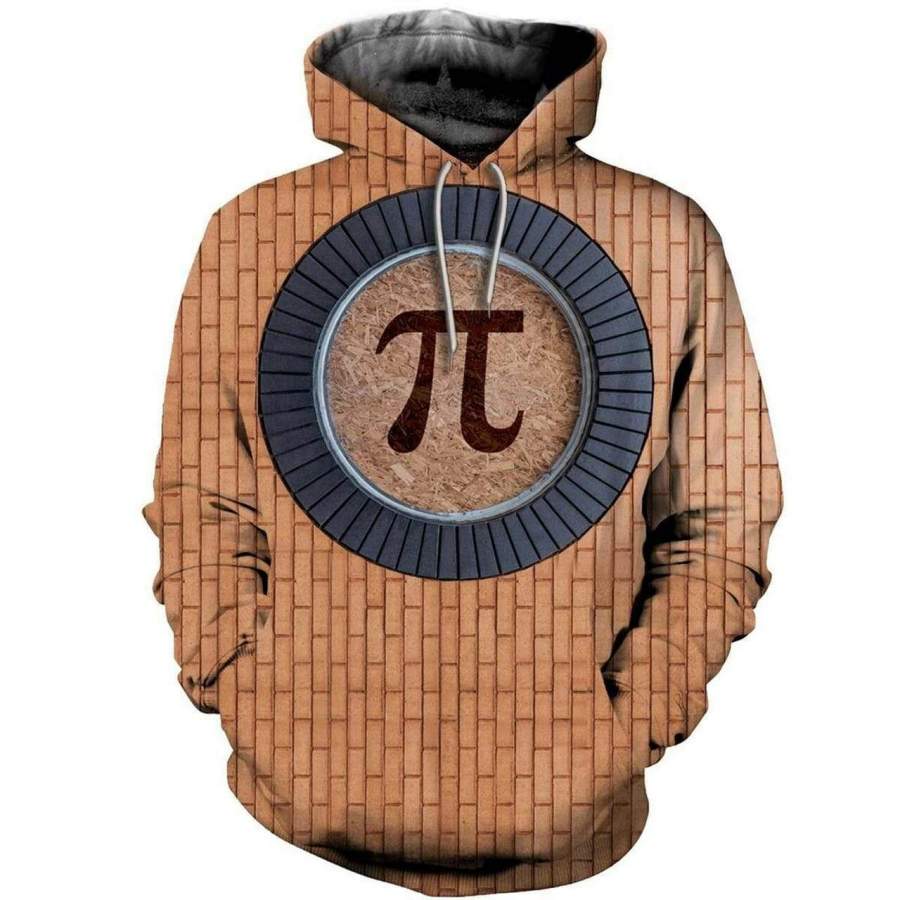 Pi Hoodie Pi Symbol Brick Pattern Vintage Hoodie Math Hoodie Orange Unisex - Cozy Hoodie For Cold Weather