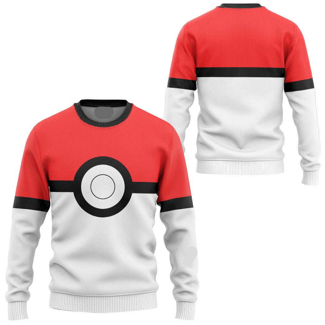 Pokemon Hoodie Pokeball Pokemon Cosplay T-Shirt Red White Unisex Adults New Release - Trendy Gift For Men & Women