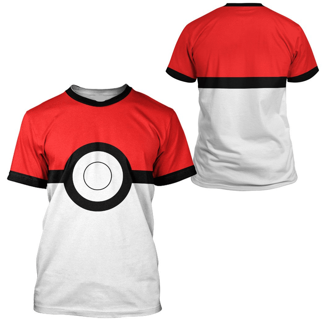 Pokemon Hoodie Pokeball Pokemon Cosplay T-Shirt Red White Unisex Adults New Release - Trendy Gift For Men & Women