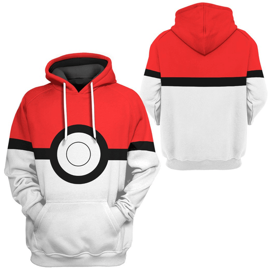 Pokemon Hoodie Pokeball Pokemon Cosplay T-Shirt Red White Unisex Adults New Release - Trendy Gift For Men & Women