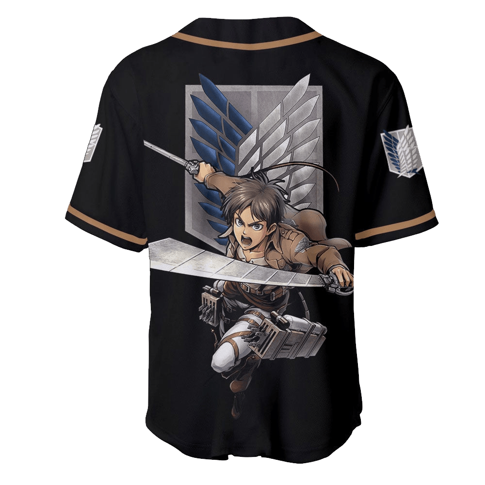 Attack on Titan Baseball Jersey Eren Yeager Attack on Titan Jersey Shirt Black Unisex Adult New Release