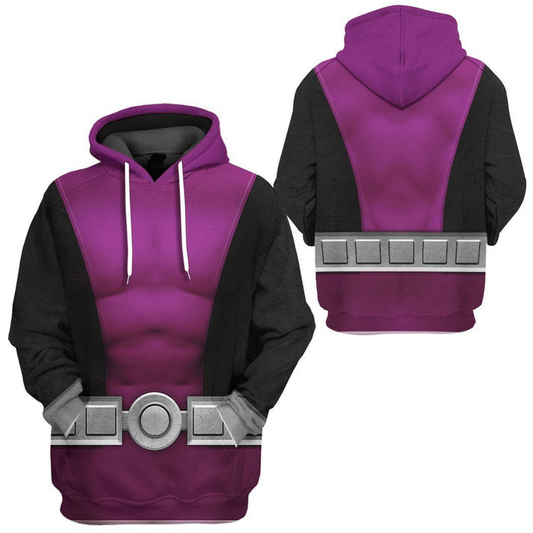 Teen Titan Hoodie Teen Titan Beast Boy Cosplay Costume T-Shirt Black Purple Unisex Adults New Release - Trendy Gift For Men & Women