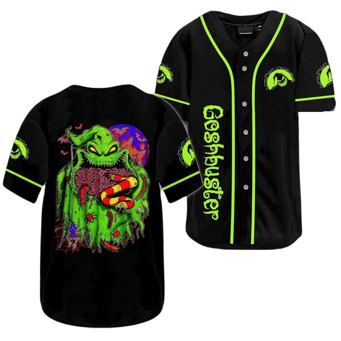 Tnbc Baseball Jersey Oogie Boogie Horror Monster Jersey Shirt Black Green Unisex Adult