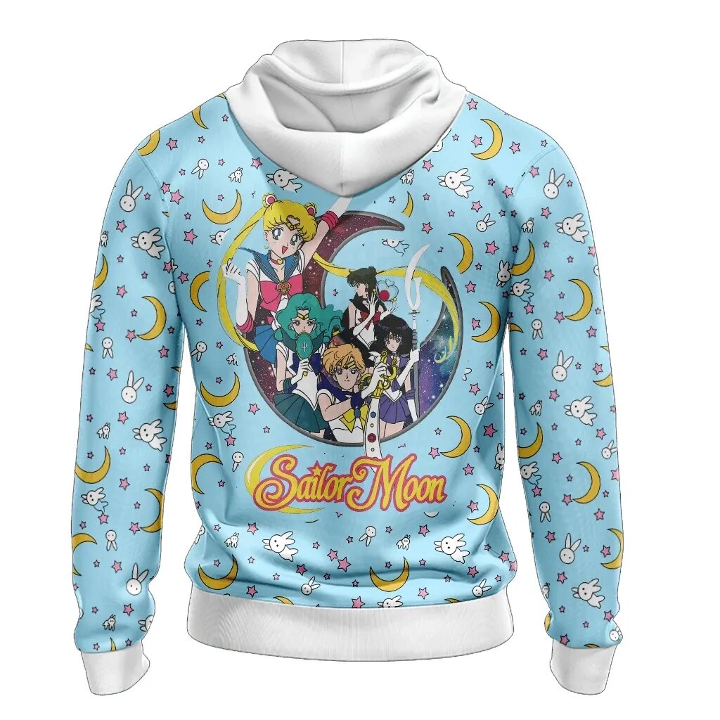 Sailor Moon Hoodie Sailor Moon Team Moon Rabbit Pattern Blue Hoodie Anime Clothing Ault