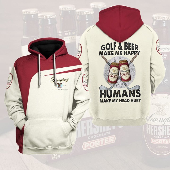 Beer Hoodie Yuengling Golf And Beer Make Me Happy Hoodie Amazing Beer - Cozy Hoodie For Cold Weather