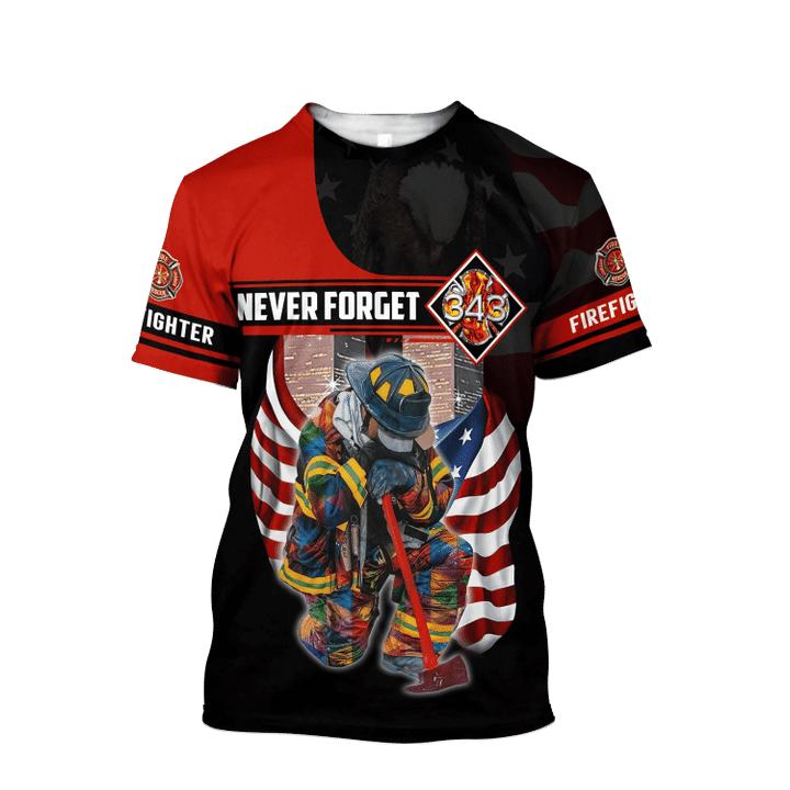 Patriot Day Shirt Never Forget Firefighter 343 Red Black Shirt September 11Th Shirt - Trendy Gift For Men & Women