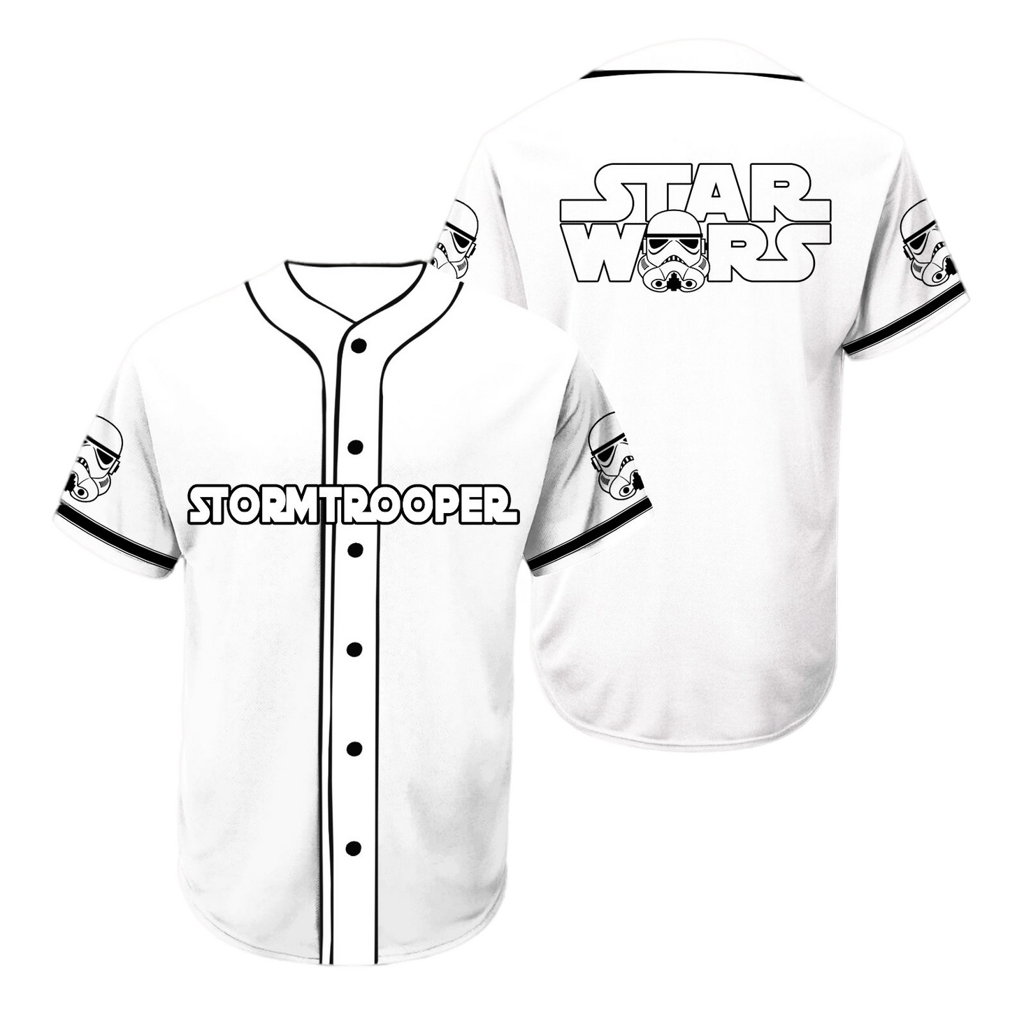 Star Wars Jersey Star Wars Stormtrooper Helmet Graphic Black White Jersey Shirt Baseball for Men