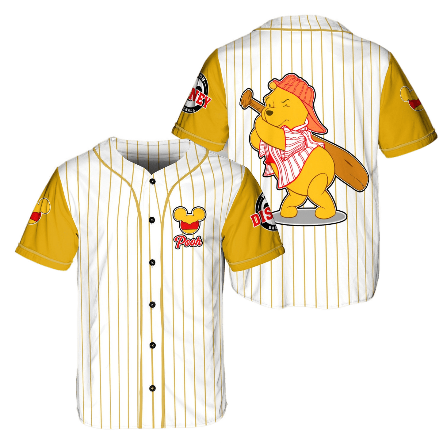 Winnie the Pooh Jersey Disney Winnie the Pooh Sport Hitter White Yellow Jersey Shirt Baseball Disney Baseball