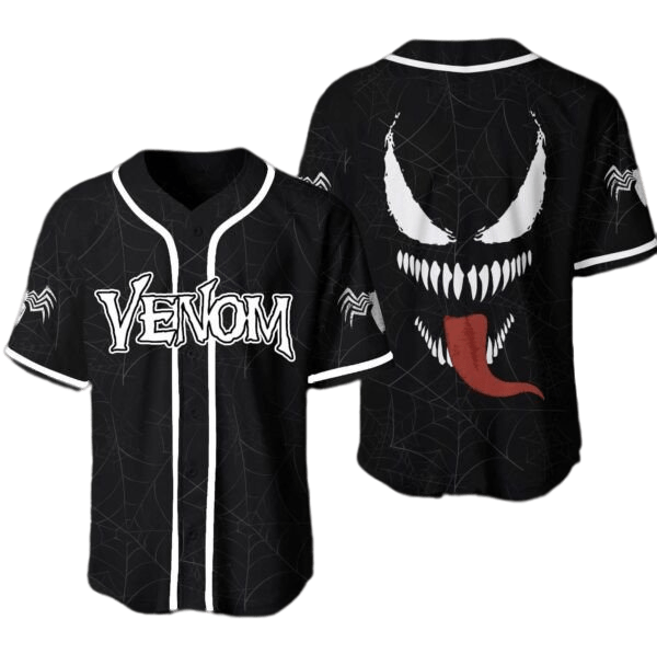 Marvel Jersey Marvel Anti-Hero Venom Face Graphic Black Jersey Shirt Venom Baseball Baseball for Men