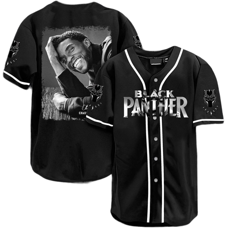 Marvel Jersey Marvel Black Panther Chadwick Boseman Graphic Black Jersey Shirt Baseball Panther Baseball for Men