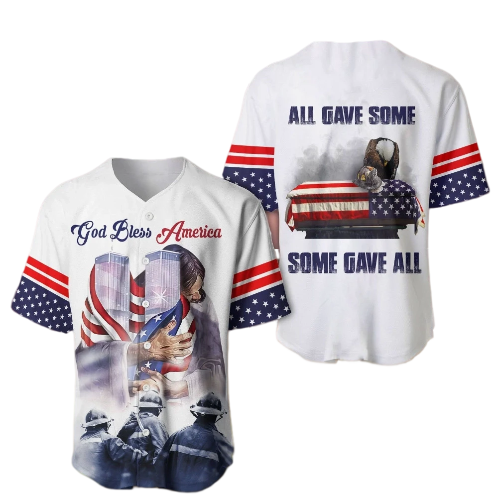 Patriot Day Jersey God Bless America All Gave Some Some Gave All White Jersey Shirt for Men Women September 11th...