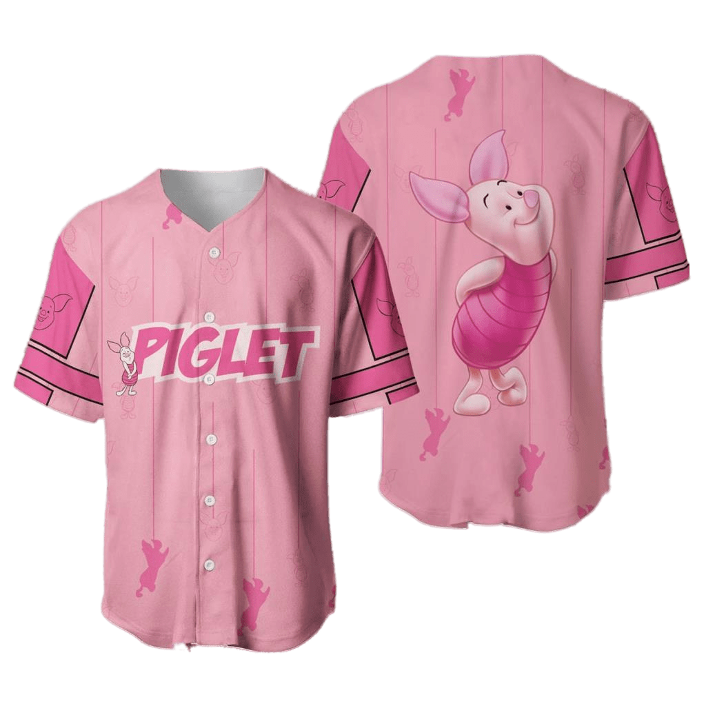 Winnie the Pooh Jersey Disney Winnie the Pooh Cute Piglet Character Pink Jersey Shirt Baseball Disney Baseball