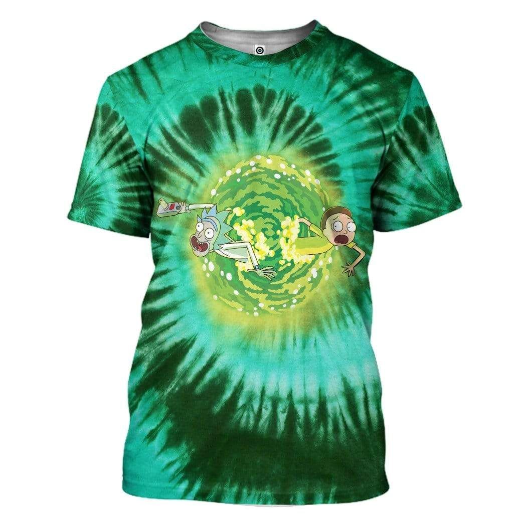 Rick And Morty T-shirt Rick And Morty Through Portal Tie Dye Green Shirt