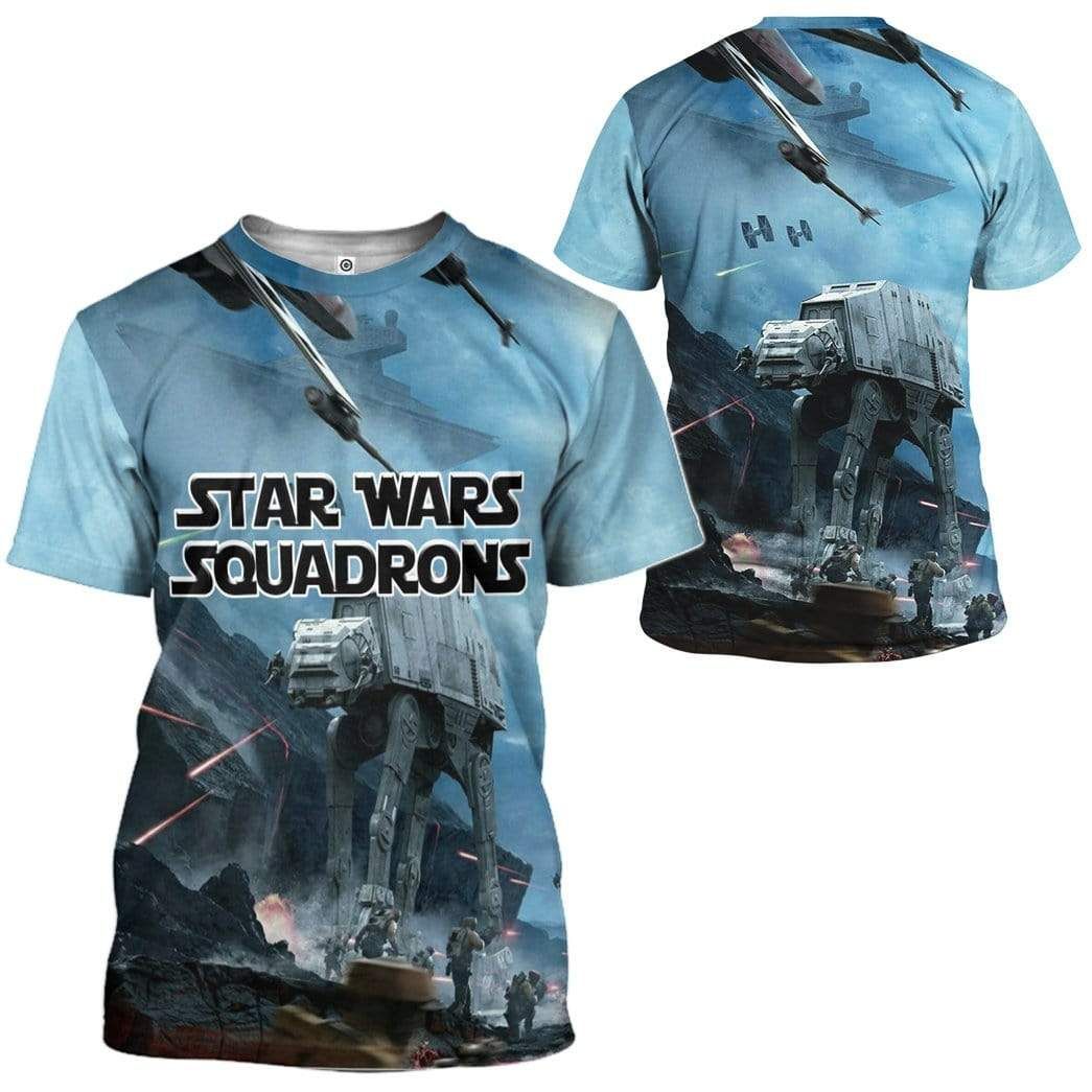 SW T-shirt SW Squadrons Walker Robot 3d Blue Shirt
