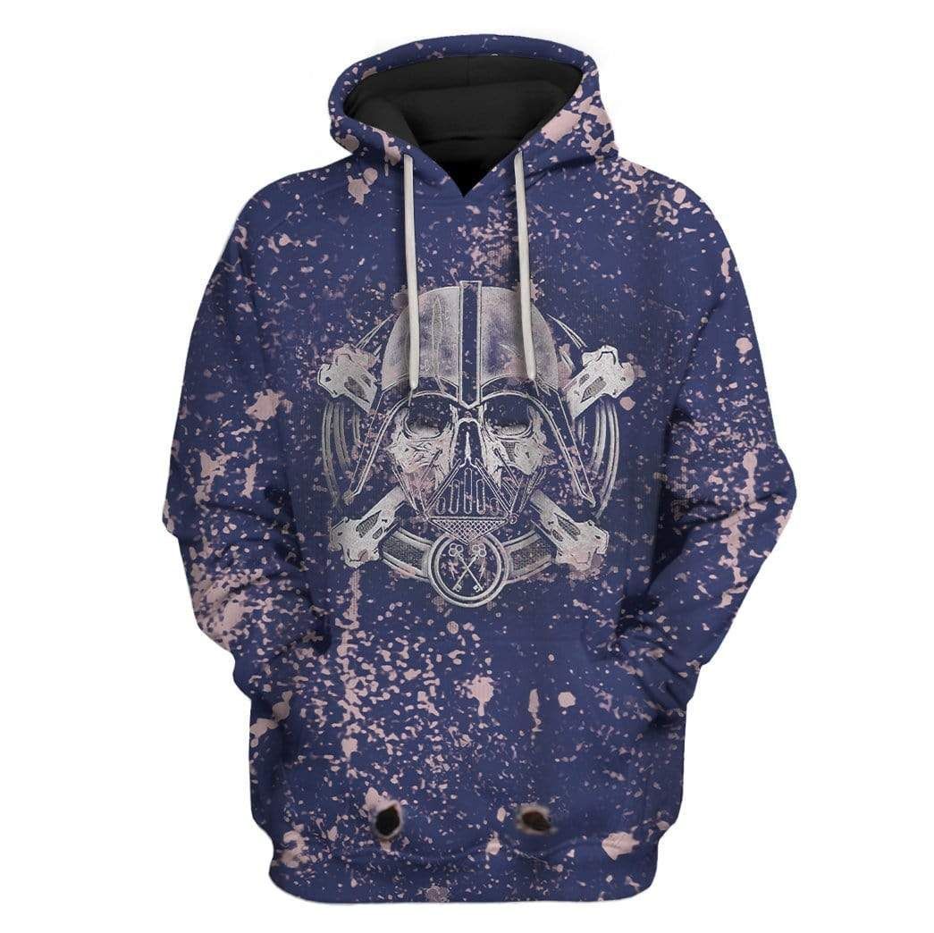 SW Hoodie SW Darth Skull Bleached Blue Hoodie SW Apparel For Fan Ault Uniex