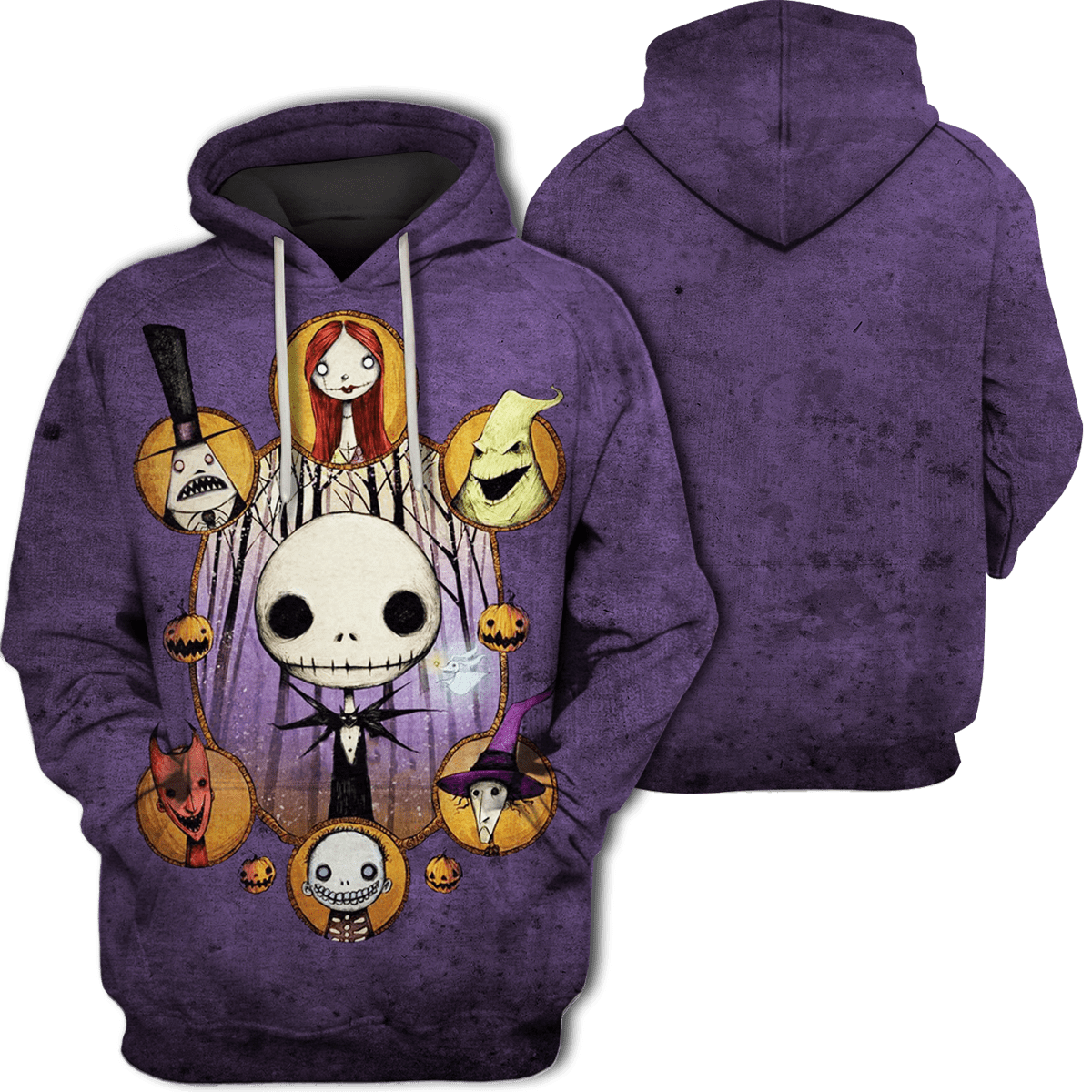 TNBC Shirt Characters Jack Sally Oogie Boogie Old Purple Hoodie TNBC Hoodie