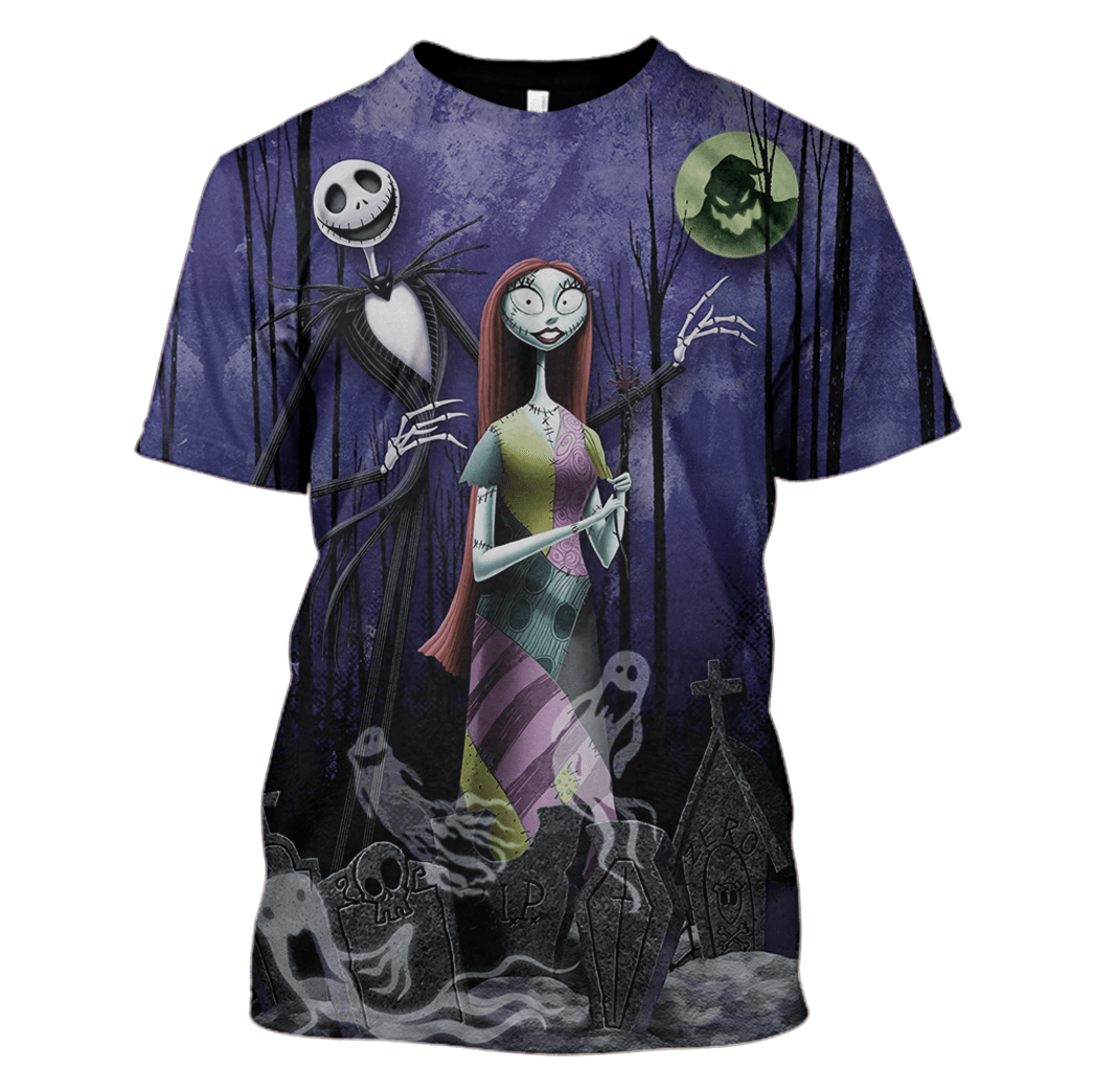 TNBC T-shirt Jack And Sally In The Forest Blue Hoodie