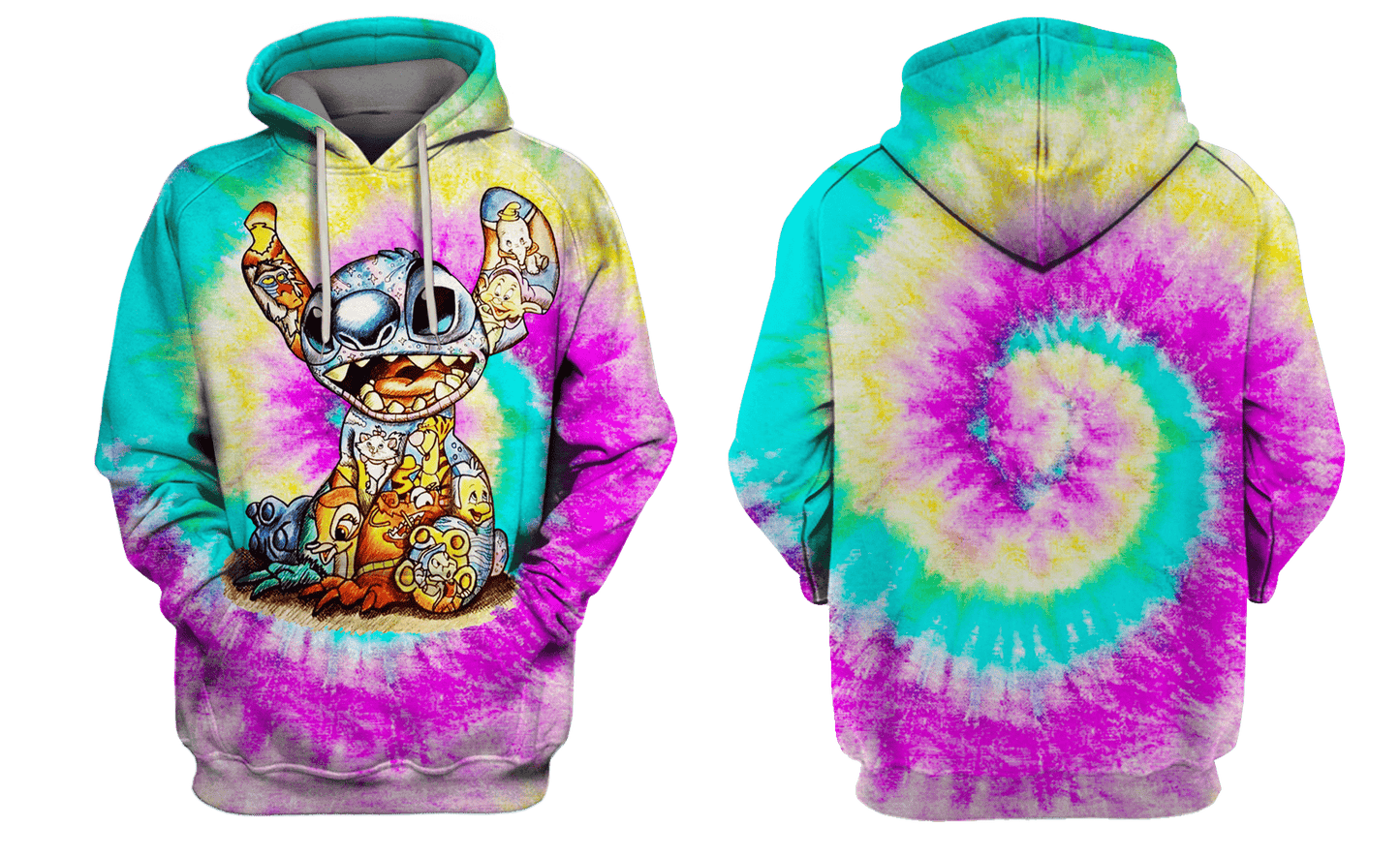 DN Shirt Stitch Shirt DN Characters Art Inside Stitch Tie Dye Hoodie Stitch Hoodie