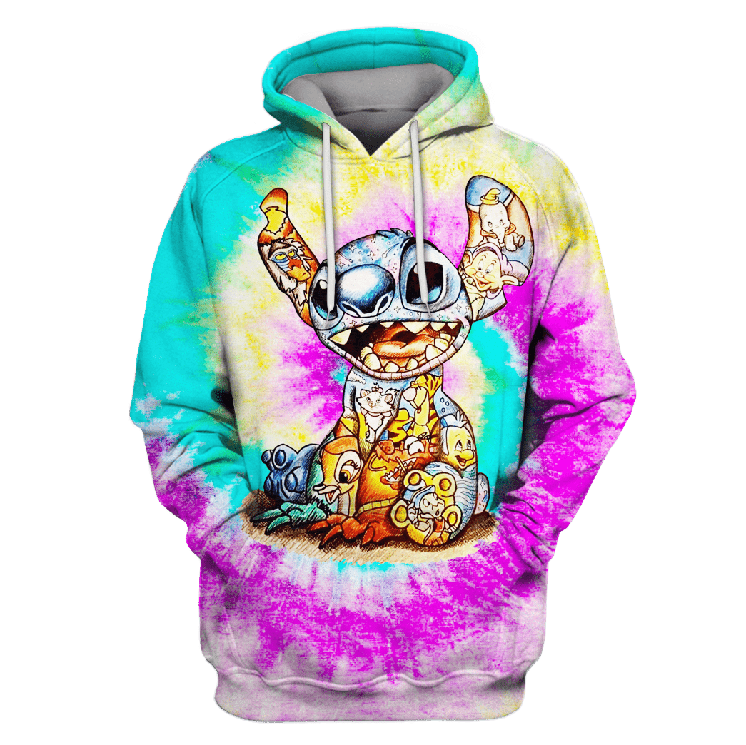 DN Shirt Stitch Shirt DN Characters Art Inside Stitch Tie Dye Hoodie Stitch Hoodie