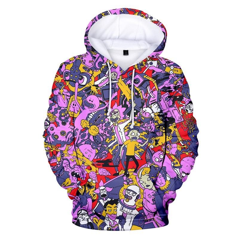 Rick And Morty Hoodie Rick And Morty Characters Purple Hoodie Apparel Colorful