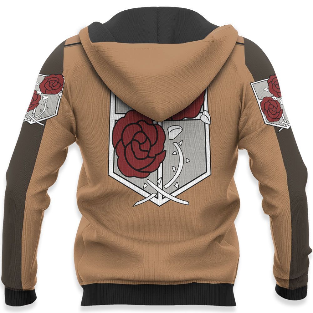 Attack On Titan Hoodie Stationary Guard Uniform Red Rose Brown Costume Hoodie Attack On Titan Apparel