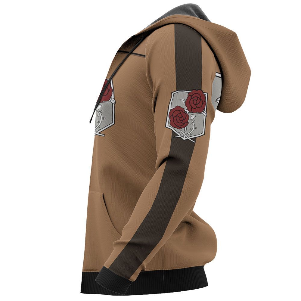 Attack On Titan Hoodie Stationary Guard Uniform Red Rose Brown Costume Hoodie Attack On Titan Apparel
