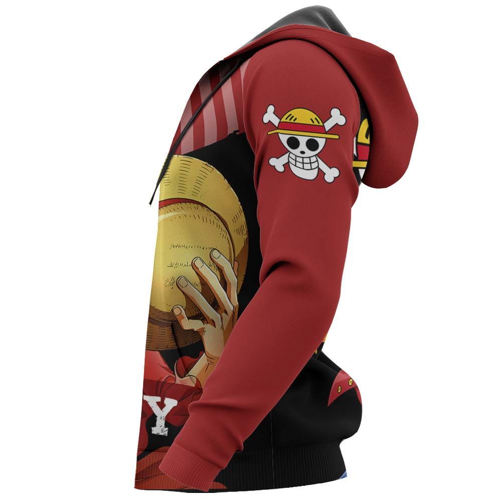 One Piece Hoodie One Piece Symbol Monkey D Luffy Red Hoodie Anime Clothing
