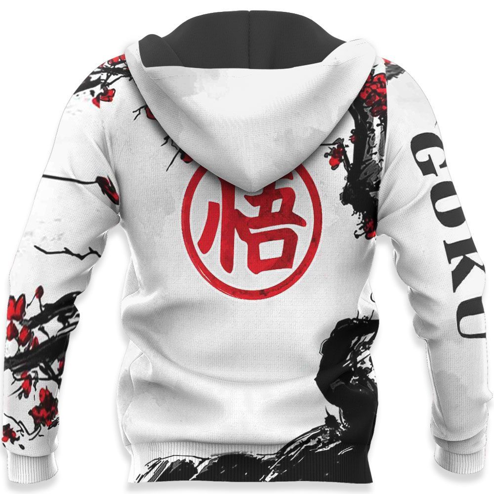 Dragon Ball Hoodie Goku Cherry Blossom Japanese Style Black White Hoodie Dragon Ball Apparel For Fan