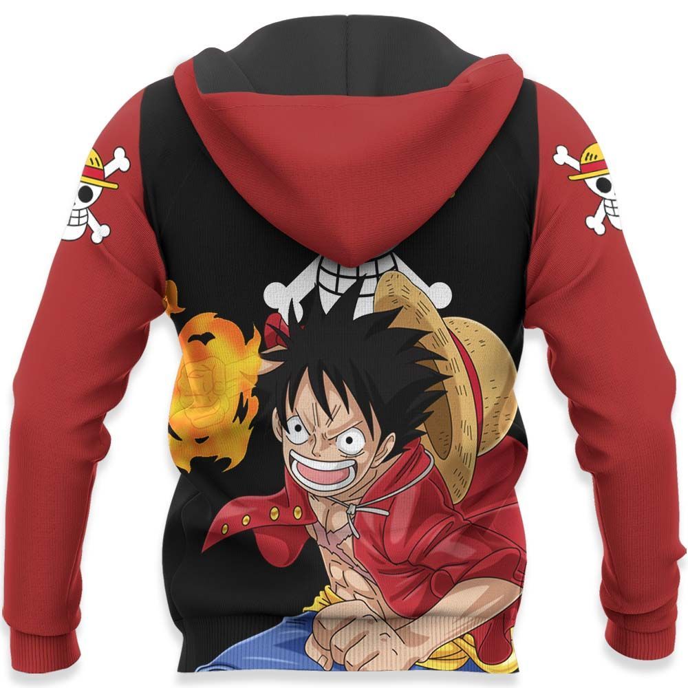 One Piece Hoodie One Piece Symbol Monkey D Luffy Red Hoodie Anime Clothing