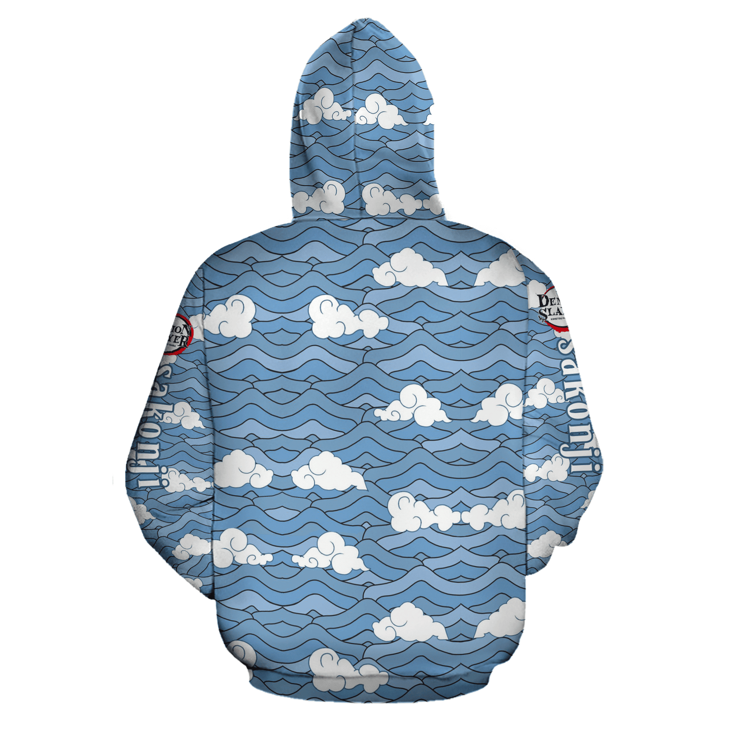 Demon Slayer Hoodie Sakonji Cloud Blue Kimetsu No Yaiba Logo Zip Hoodie Kimetsu No Yaiba Logo Hoodie