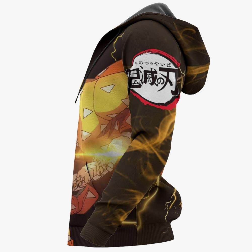 Demon Slayer Hoodie Zenitsu Agatsuma Thunder Brown Hoodie Demon Slayer Apparel