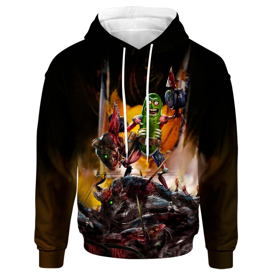 Rick And Morty T-shirt Pickle Rick Fighting Rats 3d T-shirt Hoodie For Fan