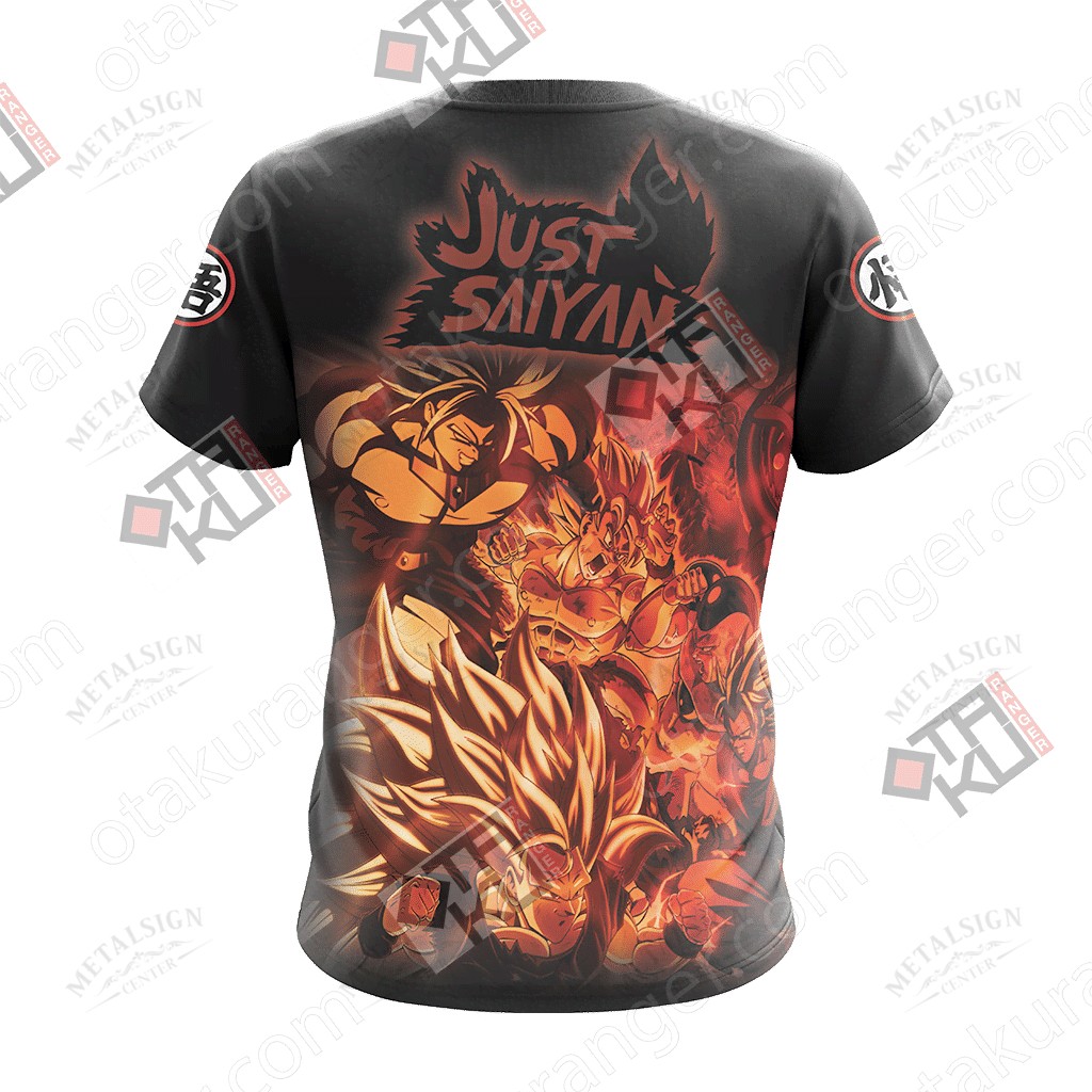 Dragon Ball T-shirt Goku Shirt Son Goku Just Saiyan Black Hoodie Anime Fan Gift