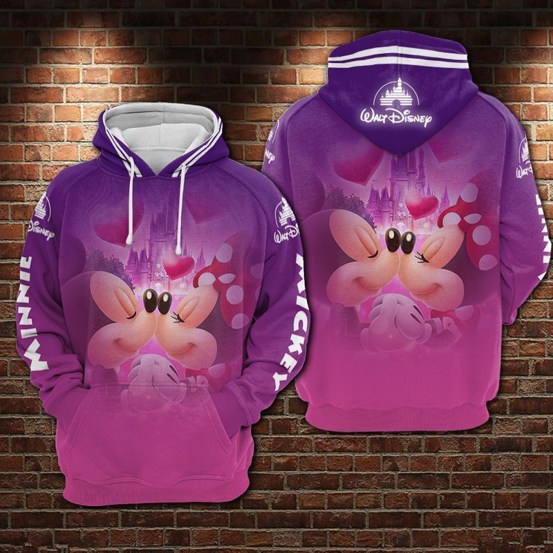 DN Hoodie Minnie Hoodie Minnie And MN Kissing Purple Pink Hoodie MN Hoodie
