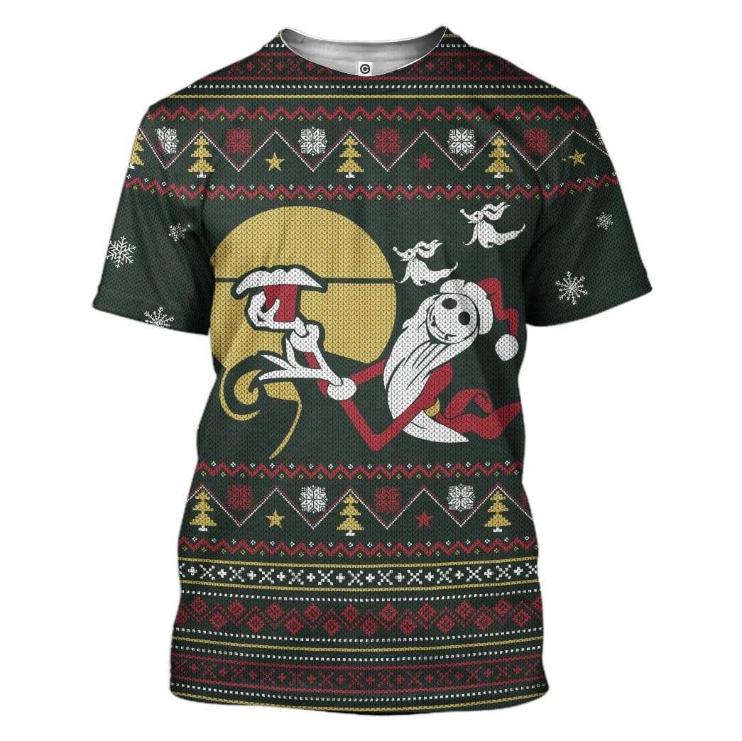 DN Christmas Shirt TNBC Hoodie Jack Skellington Santa Claus Chritmas Pattern Black Hoodie