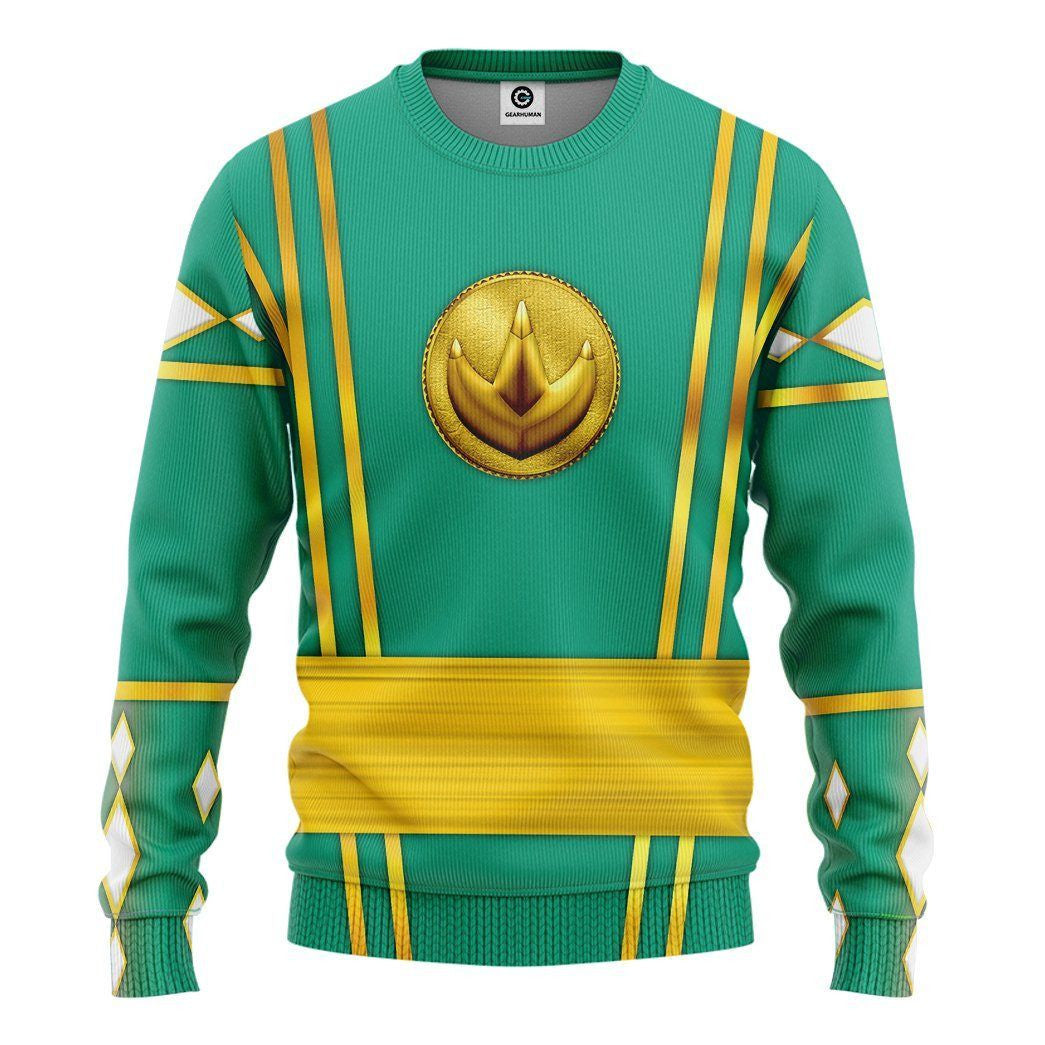 Green Ninja Mighty Morphin Power Rangers - Cosplay Costume Hoodie QT209435