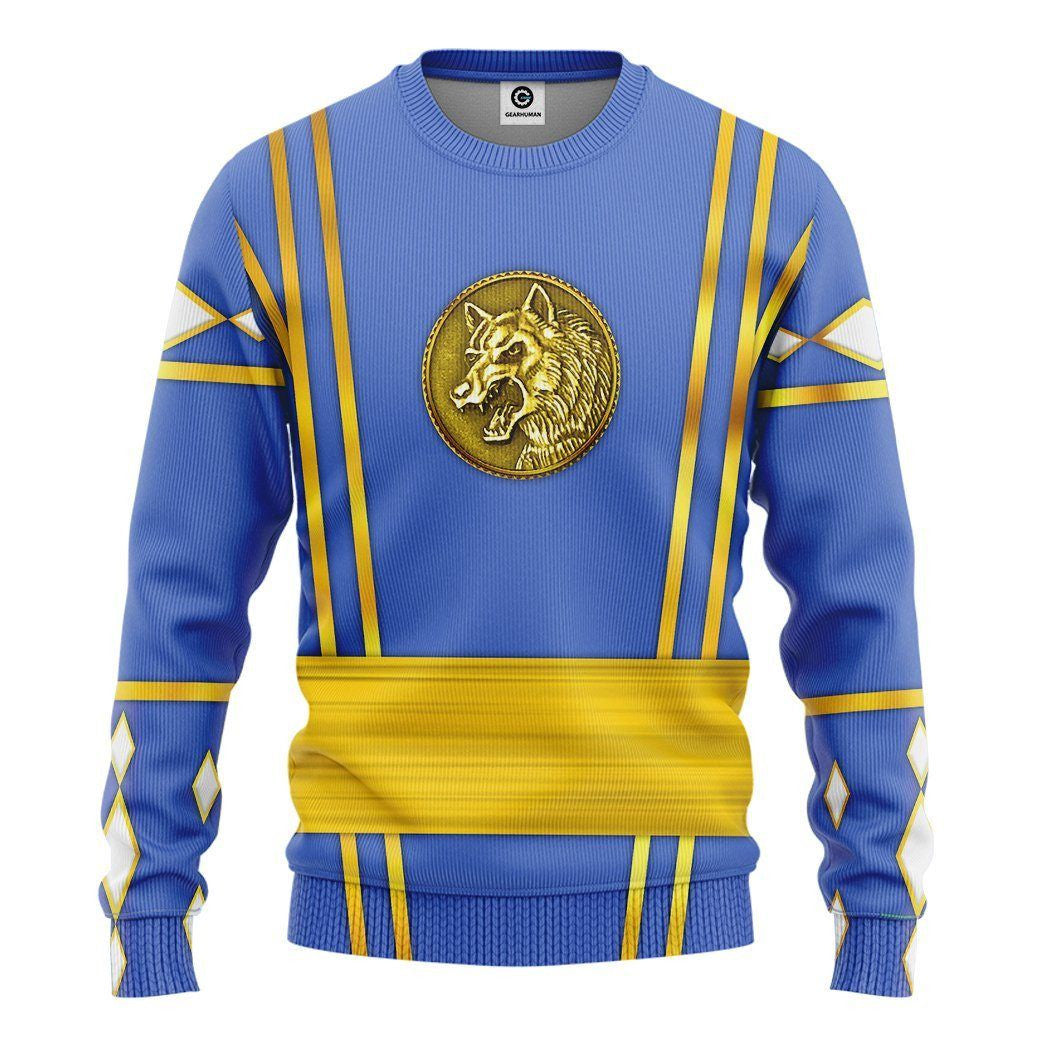 Blue Ninja Mighty Morphin Power Rangers - Cosplay Costume Hoodie QT207101