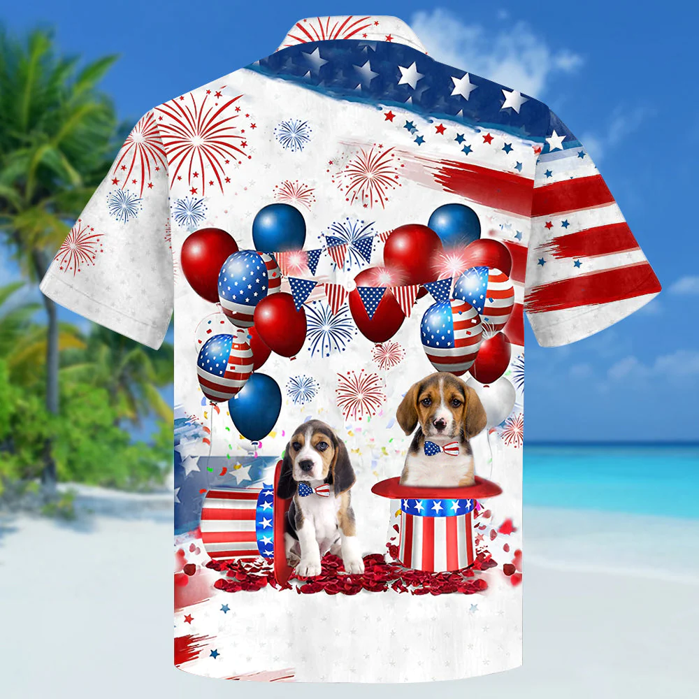 Beagle Independence Day Hawaiian Shirt, Dog Hawaii Beach Shirt Short Sleeve For 4Th Of July