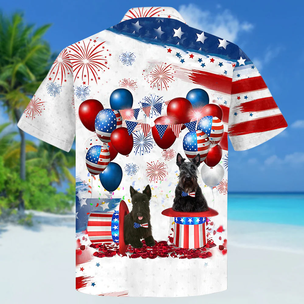 Scottish Terrier Independence Day Hawaiian Shirt, Dog Hawaii Beach Shirt Short Sleeve For 4Th Of July