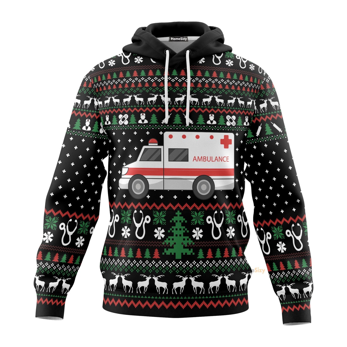 Paramedic Logo Ambulance Ugly Sweater Christmas Pattern Custom Hoodie QT308015