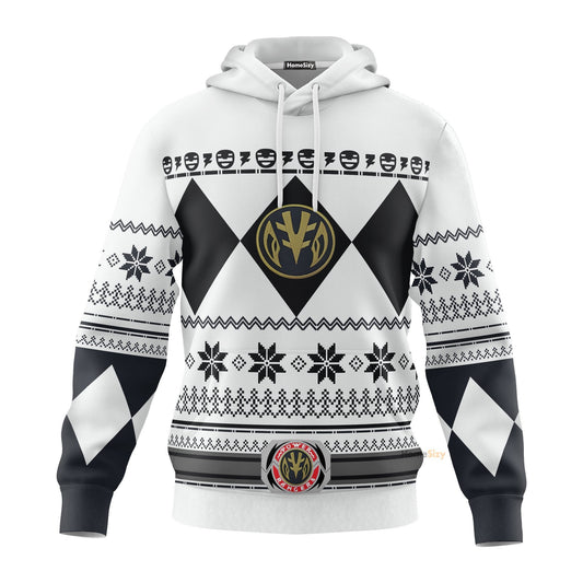 White Mighty Morphin Power Rangers V1 - Cosplay Costume Hoodie QT211320