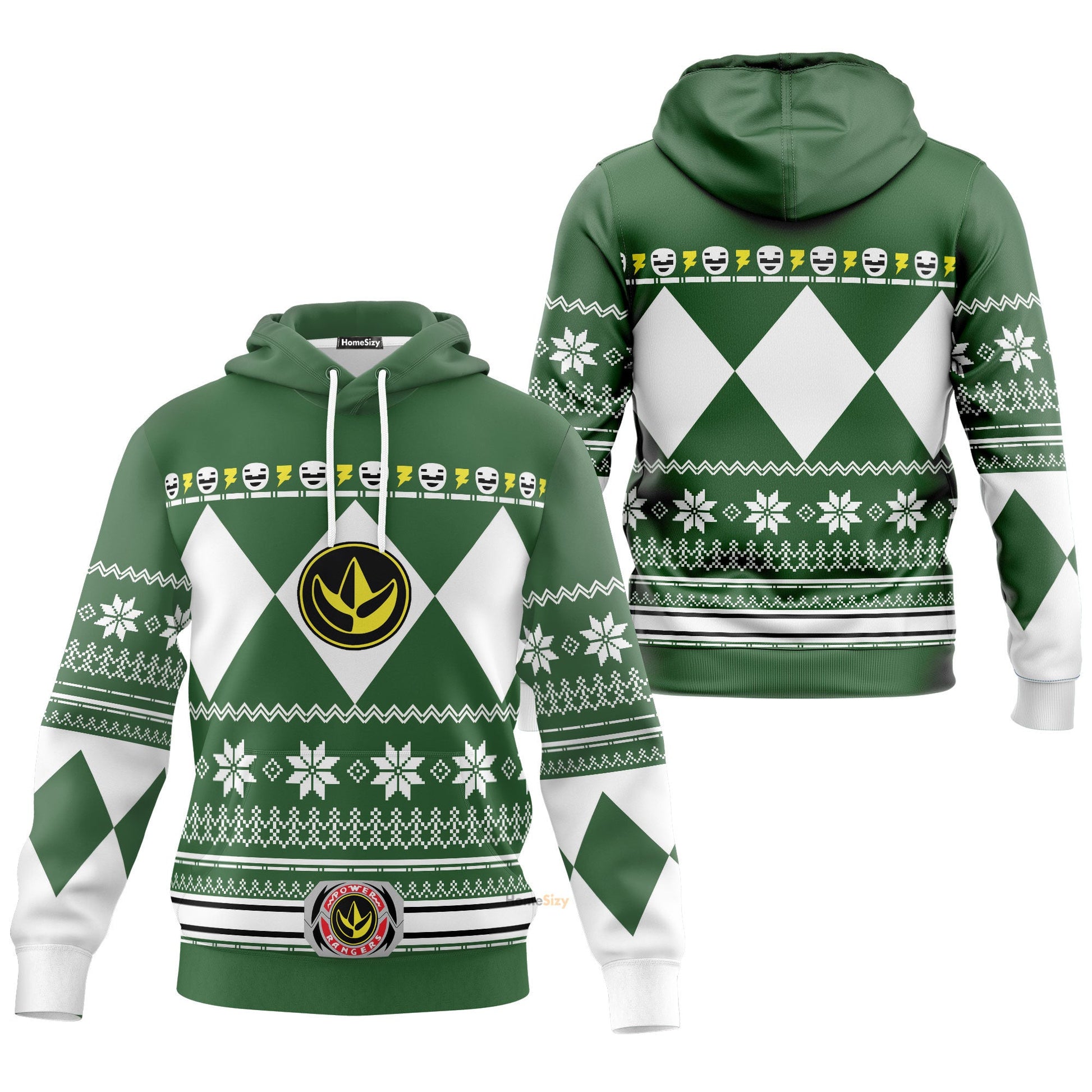 Green Mighty Morphin Power Rangers V1 - Cosplay Costume Hoodie QT210735