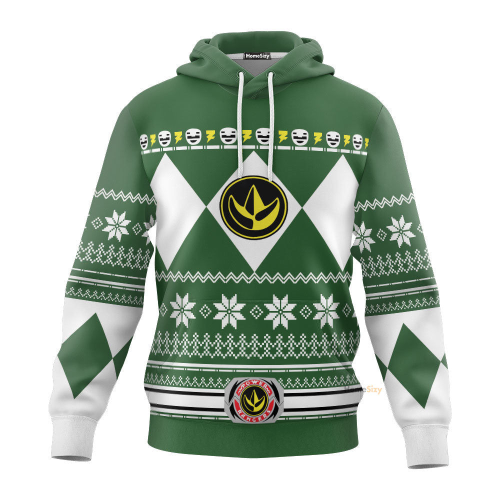 Green Mighty Morphin Power Rangers V1 - Cosplay Costume Hoodie QT306019