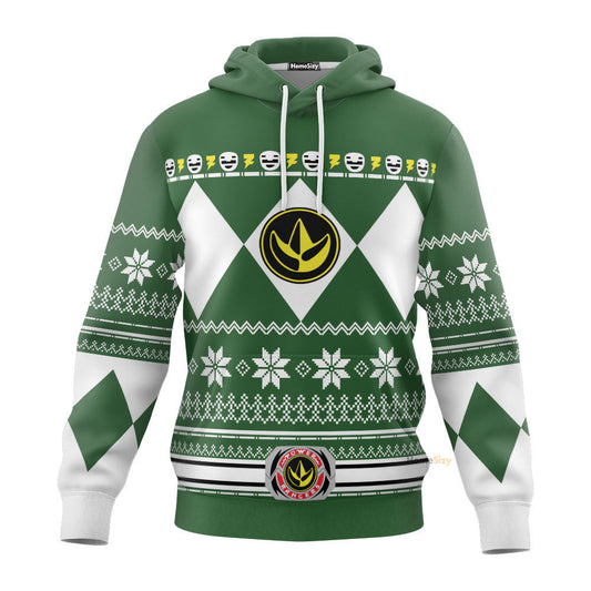 Green Mighty Morphin Power Rangers V1 - Cosplay Costume Hoodie QT306019