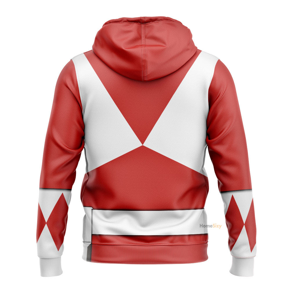 Red Mighty Morphin Power Rangers V2 - Cosplay Costume Hoodie QT208513