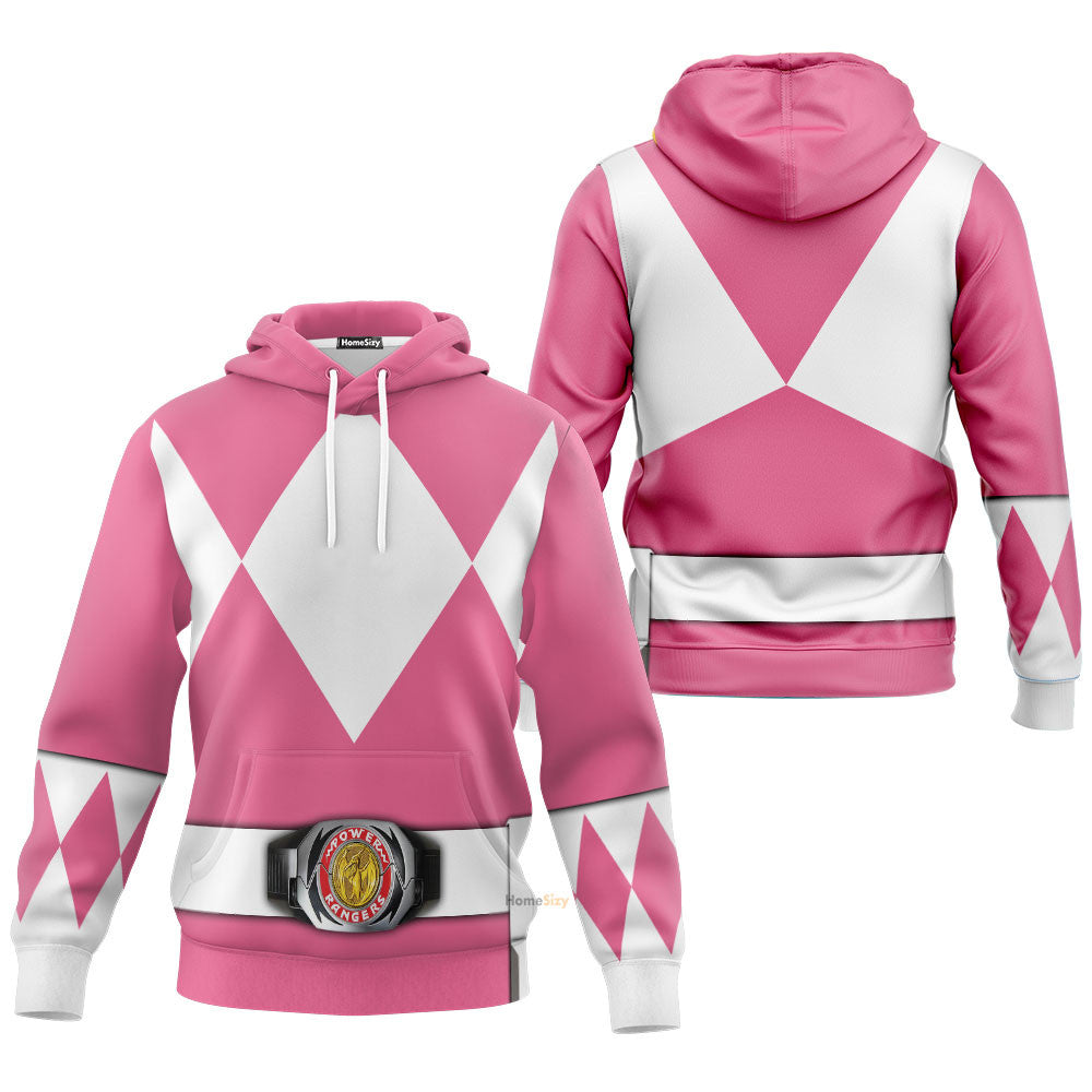 Pink Mighty Morphin Power Rangers V2 - Cosplay Costume Hoodie QT207452