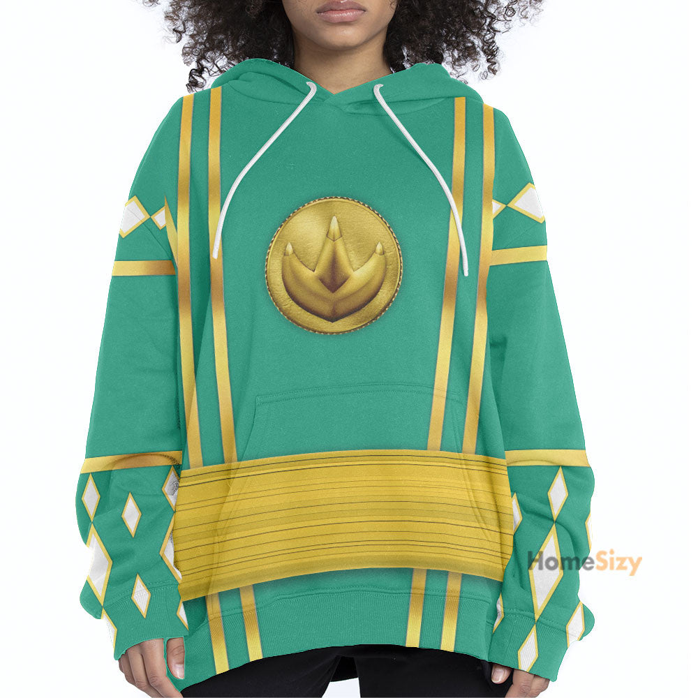 Green Ninja Mighty Morphin Power Rangers - Cosplay Costume Hoodie QT209435