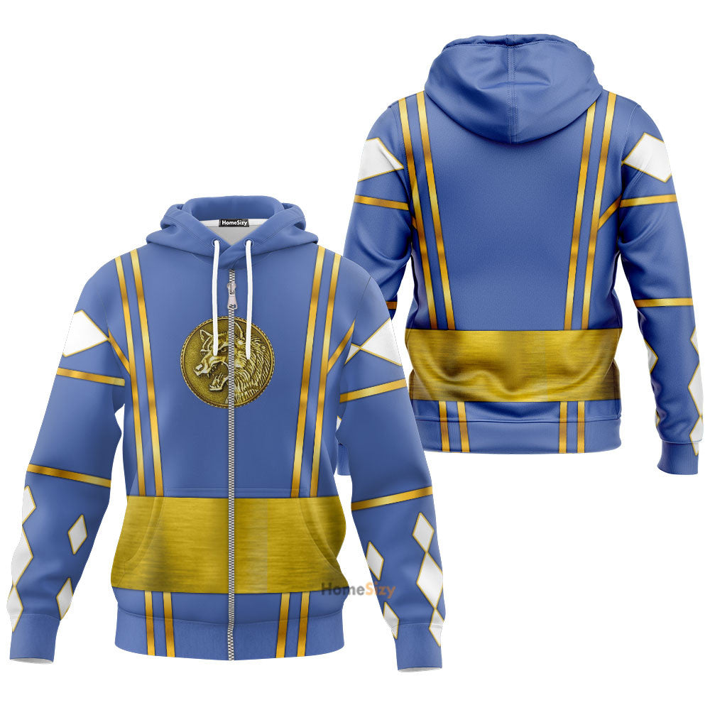 Blue Ninja Mighty Morphin Power Rangers - Cosplay Costume Hoodie QT207101