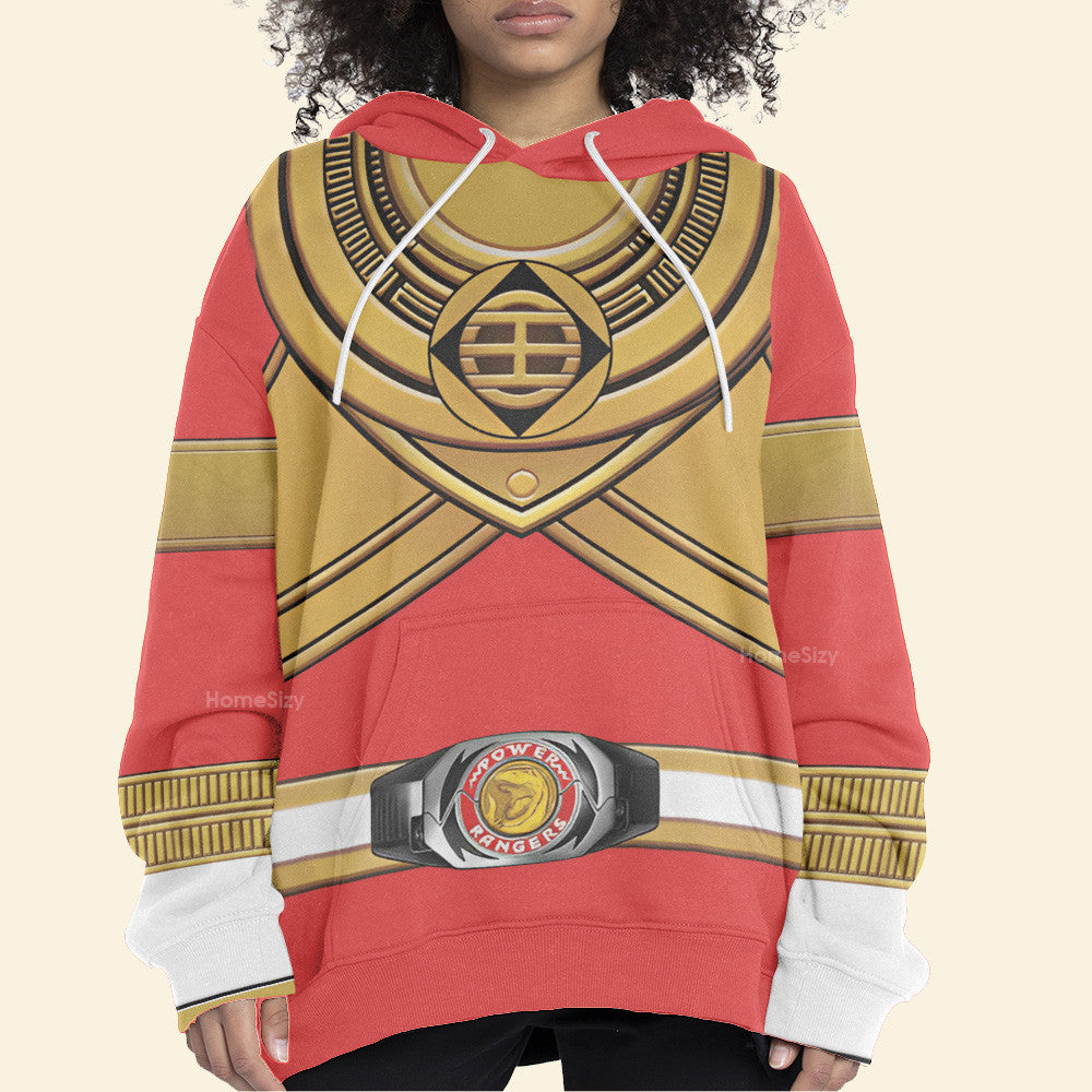 King Tyranno Hybrid Red Gold Zeo Mighty Power Ranger Custom Cosplay Costume Hoodie QT301218